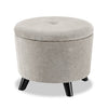 Winnipeg Round Fabric Storage Ottoman - Grey