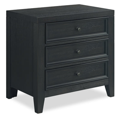 Casa Bedside 3-Drawer Nightstand with USB Port, 27"W x 26.5"H, Wood - Black | Table de nuit Casa de 27 po (l) x 26,5 po (H) en bois à 3 tiroirs avec port USB - noire