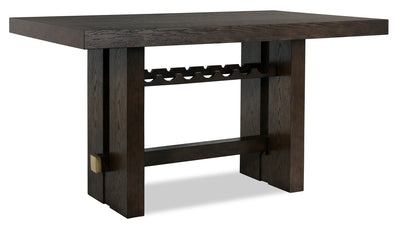 Metro Counter Height Dining Table with Built-in Wine Rack, 66"W - Brown | Table de salle à manger Metro de 66 po (L) de hauteur comptoir avec support à vin intégré - brune