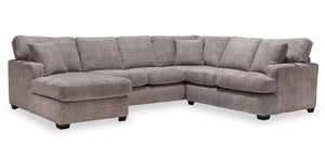 Made in Canada Luxe 3-Piece Left-Facing Fabric Sectional with Removable Cushions - Zaftig Dove Grey