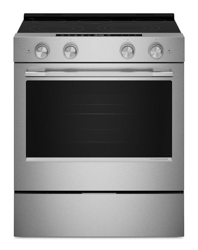 KitchenAid 30" 5.3 Cu. Ft. Smart Slide-in Electric Range with Convection Modes - YKSES330SPS  | Cuisinière intelligente électrique encastrée KitchenAid de 5,3 pi3 et de 30 po avec modes à convection - YKSES330SPS