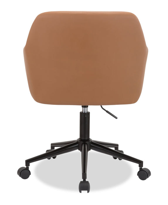 Stevie 23\" Swivel Leather-Like Office Chair with Adjustable Height – Dark Brown