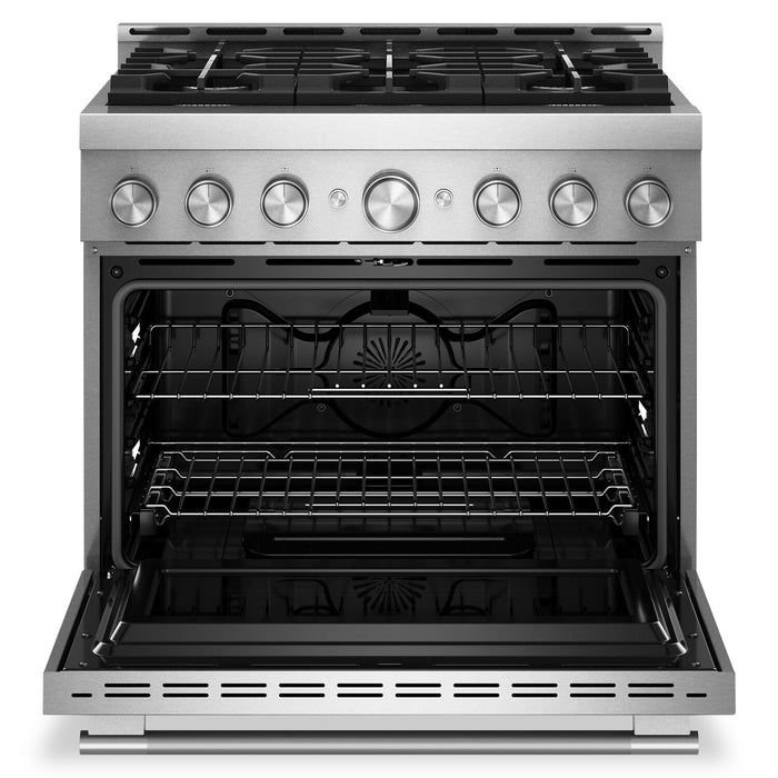 KitchenAid 36\" 5.1 Cu. Ft. Gas Range with No Preheat Air Fry Mode - Stainless Steel - KFGS936SSS