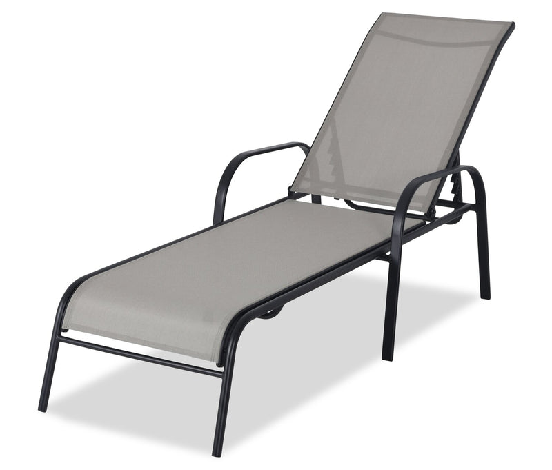 Tuscany Outdoor Patio Lounger with Adjustable Backrest - Metal, UV & Weather Resistant - Beige/Black