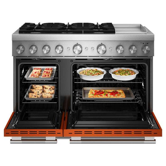 KitchenAid 6.3 Cu. Ft. 6 Burner Dual Fuel Range with Griddle – Scorched Orange - KFDD948SSC 