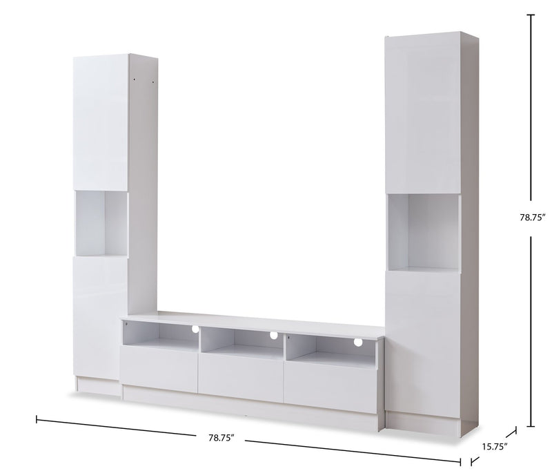 Celine 94.5\" 3 – Piece Entertainment Centre with Storage for TVs up to 58\" - White
