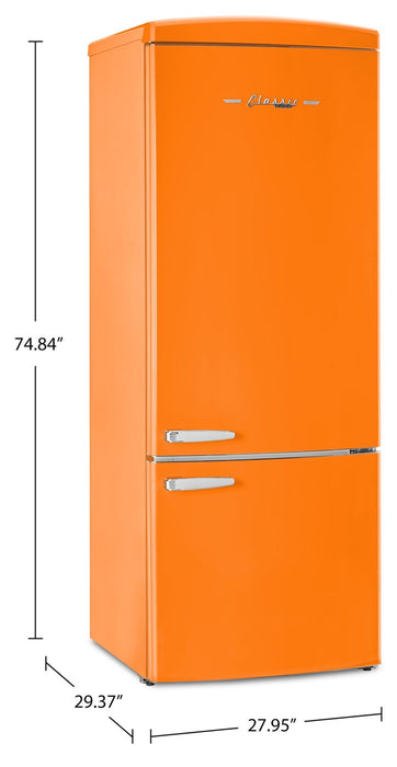 Unique Classic Retro 28\" 17 Cu Ft. Bottom Mount Refrigerator - Orange - UNQ-455L O AC