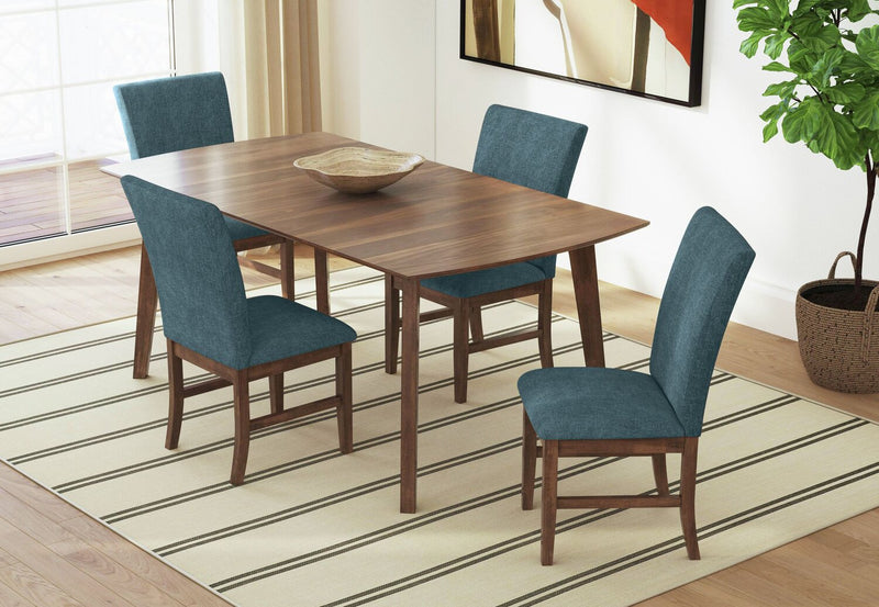 Rain 5pc Dining Set with Table & 4 Blue Chairs, 72\"W - Blue/Brown
