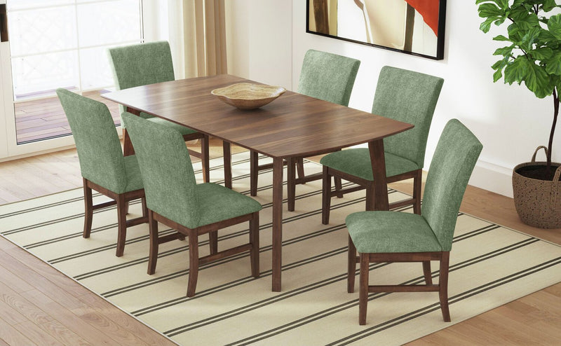Rain 7-Piece Rectangle Dining Set - Green