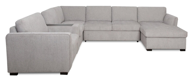 Vault 6-Piece Right-Facing Sectional with Sofa Bed Loveseat, Three Storage Chairs and Storage Chaise - Grey