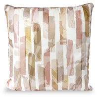 Indoor/Outdoor Striped Accent Pillow - Pink and Taupe 