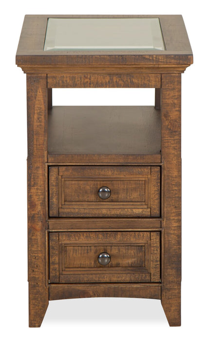 Hanson 15” Traditional Pine Chairside Table with Storage - Toasted Nutmeg