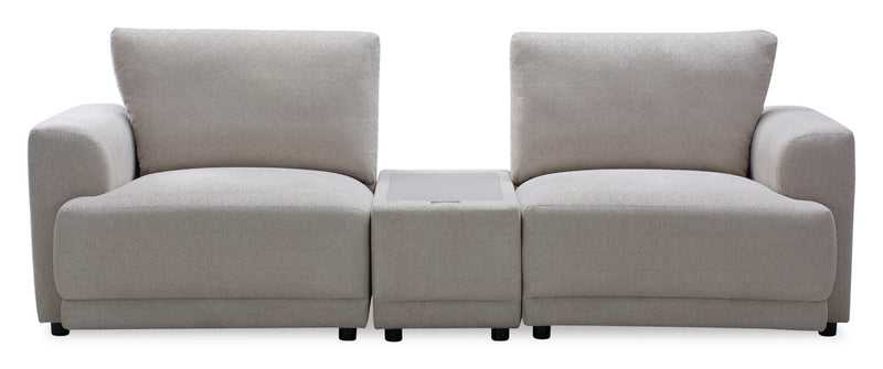 Voyage Modular 3-Piece U-Shaped Fabric Sectional with Console and Removable Back Cushions – Beige