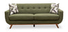 Kort & Co. Freeman 80” Linen-Look Fabric Condo Size Sofa with Wood Legs - Avocado Green