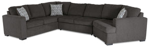 Legend 3-Piece Right-Facing Chenille Cuddler Sleeper Sectional - Pewter