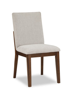 Vale Dining Chair with Polyester Fabric, Wood - Brown & Beige