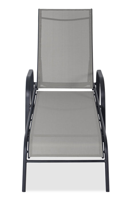 Tuscany Outdoor Patio Lounger with Adjustable Backrest - Metal, UV & Weather Resistant - Beige/Black