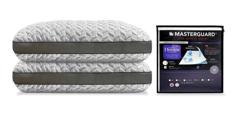 Masterguard® Dream™ King Mattress Protector with 2 Queen Pillows