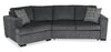 Made in Canada Legend 2-Piece Left-Facing Chenille Fabric Cuddler Sleeper Sectional - Pepper Grey