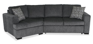 Made in Canada Legend 2-Piece Left-Facing Chenille Fabric Cuddler Sleeper Sectional - Pepper Grey