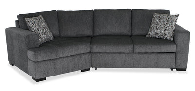 Made in Canada Legend 2-Piece Left-Facing Chenille Fabric Cuddler Sleeper Sectional - Pepper Grey | Sofa-lit sectionnel enveloppant de gauche Legend 2 pièces fabriqué au Canada en tissu de chenille - gris poivre