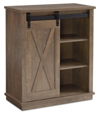 Bristow 31” Accent Cabinet with Shelves and Sliding Barn Door - Walnut Oak 