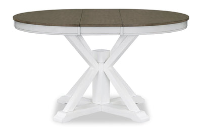 Brook Dining Table with 42-54"W Extension, Round - White/Brown | Table de salle à manger ronde Brook de 42 po à 54 po (L) avec rallonge - blanche et brune