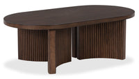 Barlow 52” Solid Wood Mid-Century Modern Coffee Table - Brown 