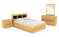 Riley Mates Bed 6pc Set with Bookcase Headboard, Dresser, Mirror & Nightstand, Natural - Full Size 
