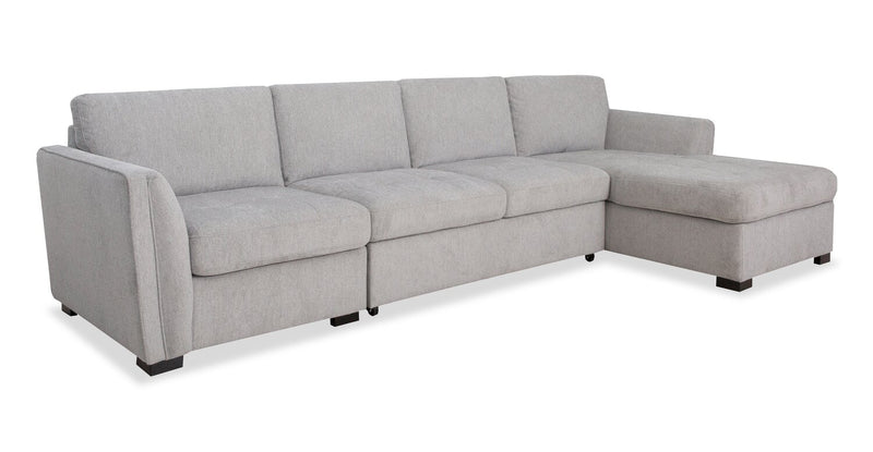 Vault 3-Piece Right-Facing Sectional with Sofa Bed Loveseat, Storage Chaise and Storage Chair – Grey