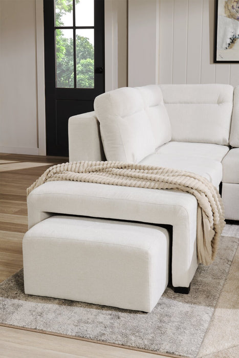Primo Coast 3-Piece Left-Facing Ivory White Fabric Sleeper Sectional with Storage Chaise and Storage Armrest