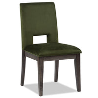 Zelda Dining Chair with Chenille Fabric - Green & Espresso Brown 