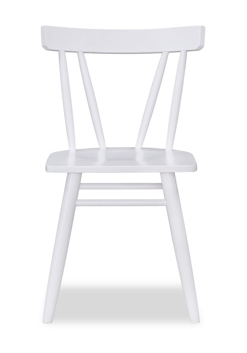 Remi 5pc Dining Set with Table & 4 Slat-Back Chairs, Glass & Wood, 42\"W Round- Black & White