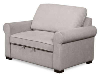 Scott Living Haven 55" Chenille Fabric Sleeper Chair with Wood Legs - Grey |  Fauteuil-lit convertible Haven de Scott Living de 55 po en tissu de chenille avec pattes en bois - grise