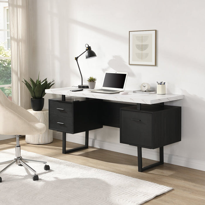 Winslow 60\" Desk with 3-Drawers – Black