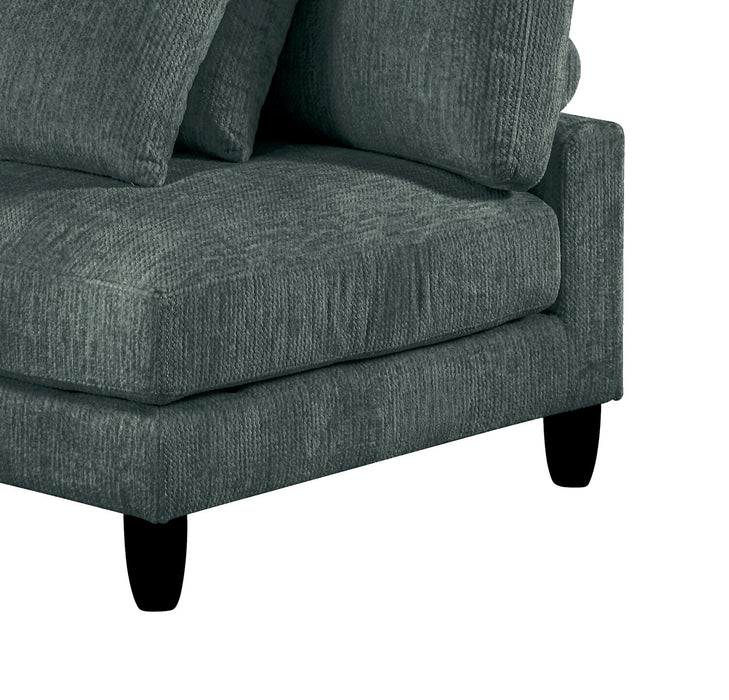 Lounge 5-Piece Chenille Modular Sectional with Ottoman– Grey