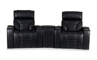 Zen 3-Piece Faux Leather Home Theatre Power Reclining Sectional with Massage and Storage Console - Black 