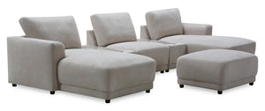 Voyage Modular 6-Piece Left-Facing Fabric Sectional with Console and Ottoman – Beige