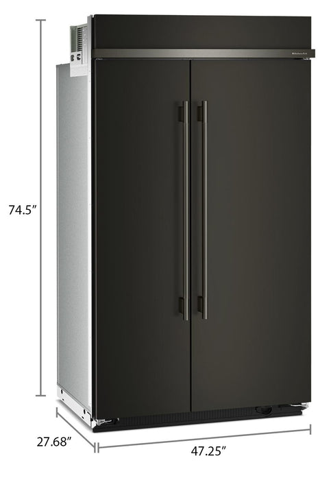 Kitchenaid 48\" 29.4 Cu. Ft. Built-In Side-by-Side Refrigerator – Black Ore - KBSN748SBE