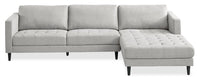 Metro 2-Piece Right-Facing Fabric Sectional with Chaise and Tufted Seat Cushions - Neutral 