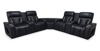 Zen 3-Piece Faux Leather Power Reclining Sectional with Massage and Two Refrigerator Consoles - Black 