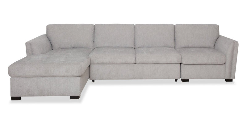 Vault 3-Piece Left-Facing Sectional with Sofa Bed Loveseat, Storage Chaise and Storage Chair - Grey