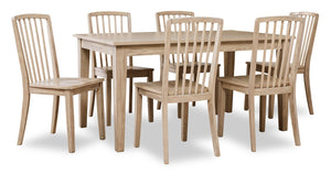 Micah 7pc Dining Set with Table & 6 Chairs, Melamine, 60