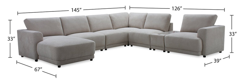 Voyage Modular 7-Piece Left-Facing Fabric Sectional with Console and Removable Back Cushions – Taupe