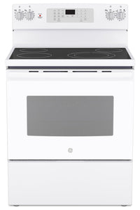 GE 5 Cu. Ft. Electric Range with No-Preheat Air Fry and 4 Burners - White - JCB830DVWW 