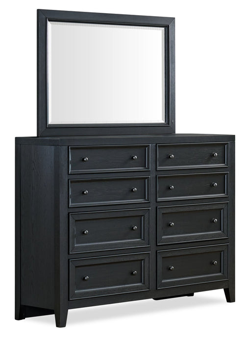 Casa 6pc Bedroom Set with Bed, Dresser, Mirror & Nightstand, Black - King Size