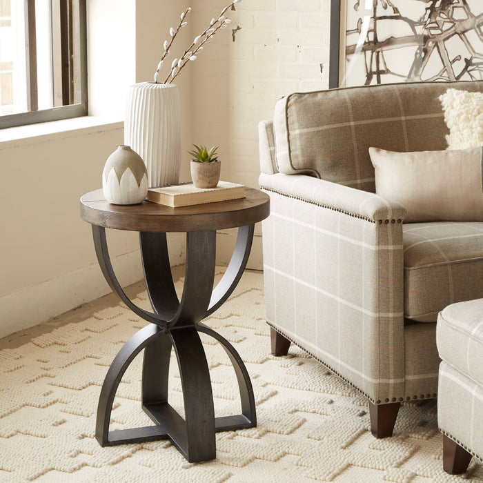 Brewer 20” Industrial Solid Wood Round End Table - Rustic Honey