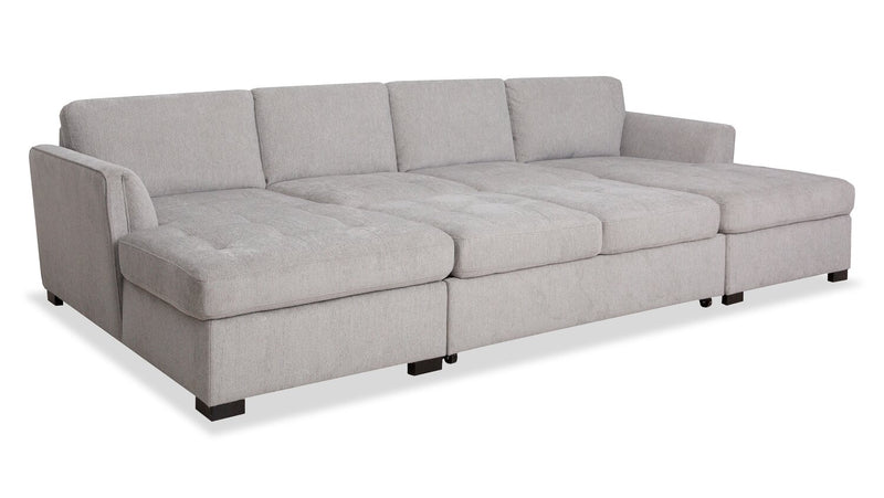 Vault 3-Piece Sectional with Sofa Bed Loveseat and Two Storage Chaises - Grey