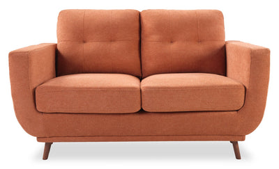 Cosmo 57" Fabric Loveseat with Tufted Back Cushions - Orange | Causeuse Cosmo de 57 po en tissu avec coussins de dossier capitonnés - orangée