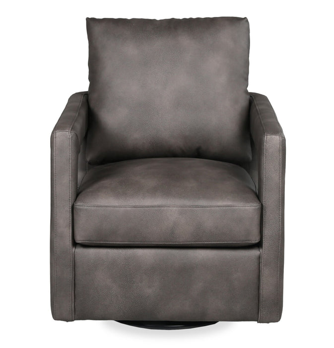 Ever 28\" Swivel Leather-Like Fabric Accent Chair – Dark Brown 